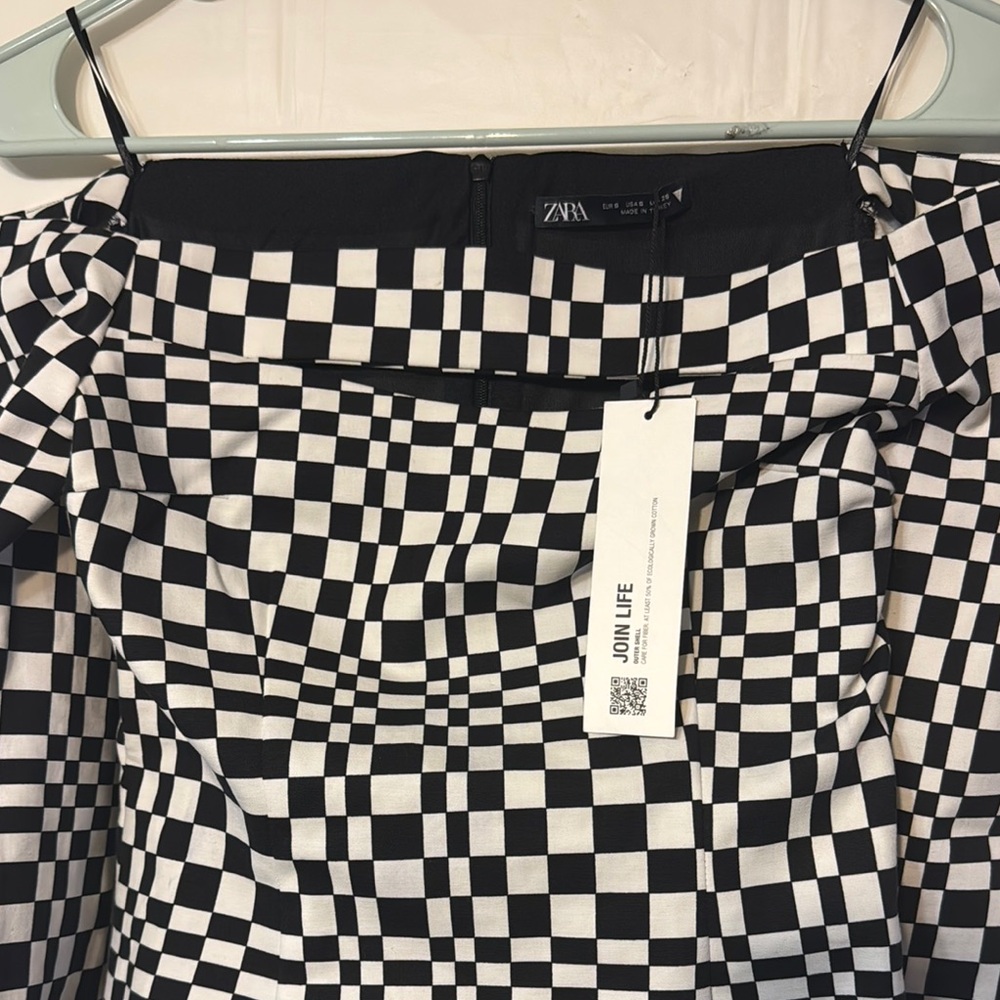 Zara Black and White Checkered Dress